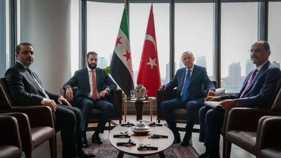 السيد الرئيس أحمد الشرع يلتقي رئيس الجمهورية التركية السيد رجب طيب أردوغان على هامش أعمال الدورة العامة للأمم المتحدة في نيويورك