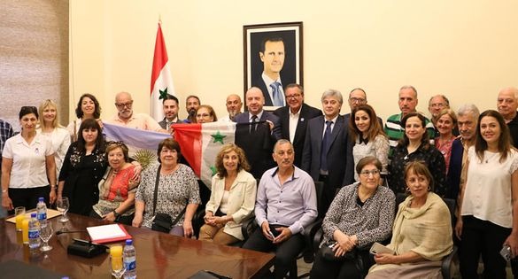 استقبل وزيرالسياحة المهندس محمد رامي رضوان مرتيني الدكتور ريكاردو ناصر رئيس اتحاد المؤسسات العربية الأمريكية (فيا آراب الأرجنتين) والوفد الأرجنتيني المرافق لبحث ومناقشة تعزيز التعاون السياحي السوري الأرجنتيني