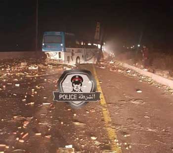 حادث كبير على اتستراد دمشق حمص بالقرب من المهام الخاصة مقابل المطاحن باتجاه حمص