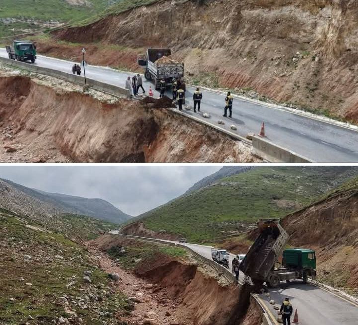 انهيار جزئي في طريق يربط ريف إدلب الغربي ...